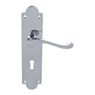 Carlisle Brass CBS68CP Victorian Scroll Lever On Shaped Backplate - Lock 57mm C/C (Contract Range) (LEAD TIME: 2-3 DAYS)