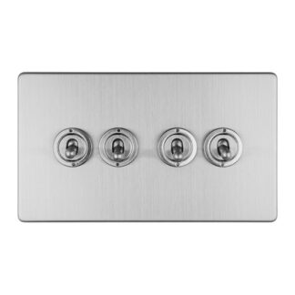 Eurolite ECSST4SW 4-Gang 10Amp 2-Way Toggle Switch Satin Stainless Plate (LEAD TIME: 2-3 DAYS)