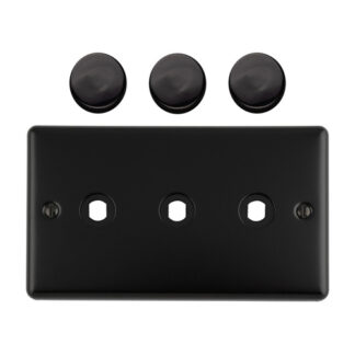 Eurolite EN3DIMMBB Dimmer Switch Plate-Matt Black-3-Gang (LEAD TIME: 2-3 DAYS)