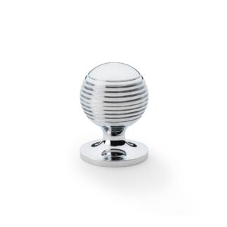 Alexander & Wilks AW832-32-PC Caesar Cupboard Knob On Round Rose - Polished Chrome 32mm (LEAD TIME: 2-3 DAYS)
