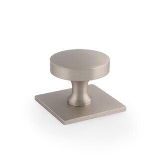 Alexander & Wilks AW835-38-SN Bullion Cupboard Knob On Square Backplate (LEAD TIME: 2-3 DAYS)