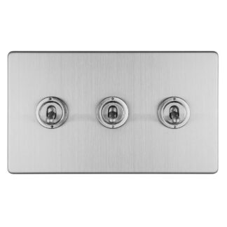 Eurolite ECSST3SW 3-Gang 10Amp 2-Way Toggle Switch Satin Stainless Plate (LEAD TIME: 2-3 DAYS)
