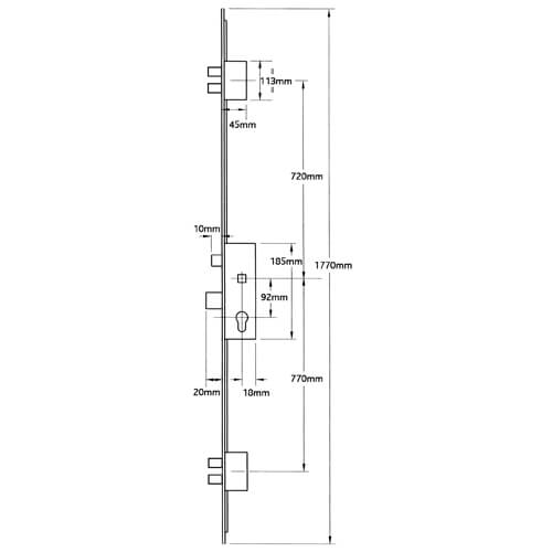 Winkhaus Thunderbolt Latch 5 Deadbolts Split Spindle Multipoint Door Lock - Image 2