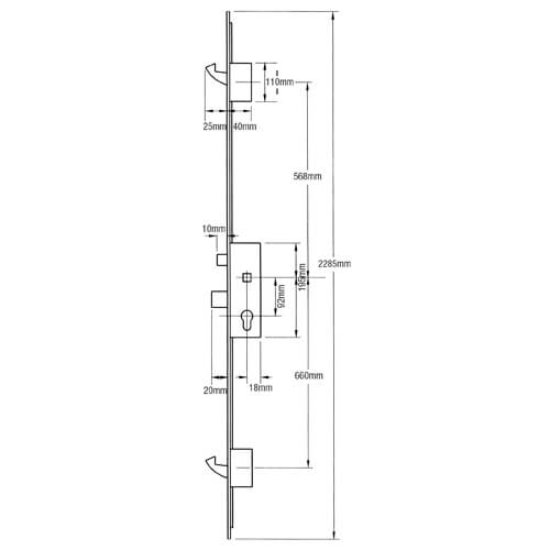 GU Europa Latch Deadbolt 2 Hooks Multipoint Door Lock - Fast Locking - Image 2