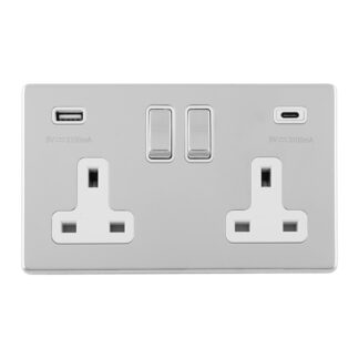 Eurolite ECPC2USBCW Concealed 3mm 2 Gang USBC Socket (LEAD TIME: 2-3 DAYS)