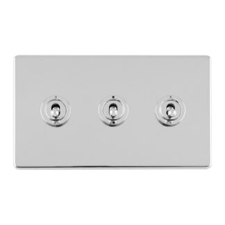 Eurolite ECPCT3SW 3 GANG 10AMP 2WAY TOGGLE SWITCH POLISHED CHROME PLATE (LEAD TIME: 2-3 DAYS)