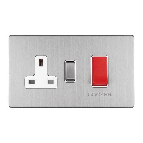 Eurolite ECSS45ASWASW 45Amp DP Cooker Switch with 13Amp Socket (LEAD TIME: 2-3 DAYS)
