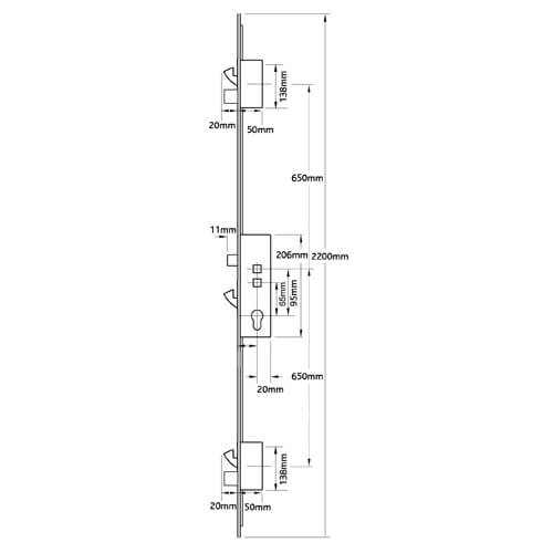 Millenco Mantis 2 Latch 3 Hooks 2 Deadbolts Double Spindle Multipoint Door Lock - Option 2 - Image 2