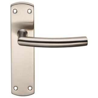 Eurospec CSLP1167B/SSS Steelworx Residential Arched Lever On Latch Backplate (LEAD TIME: 2-3 DAYS)