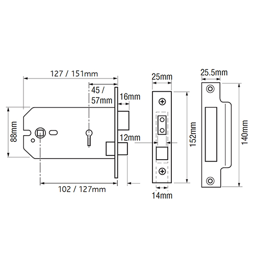 Imperial G3011/G3012 3 Lever Horizontal Mortice Sashlock - Image 4